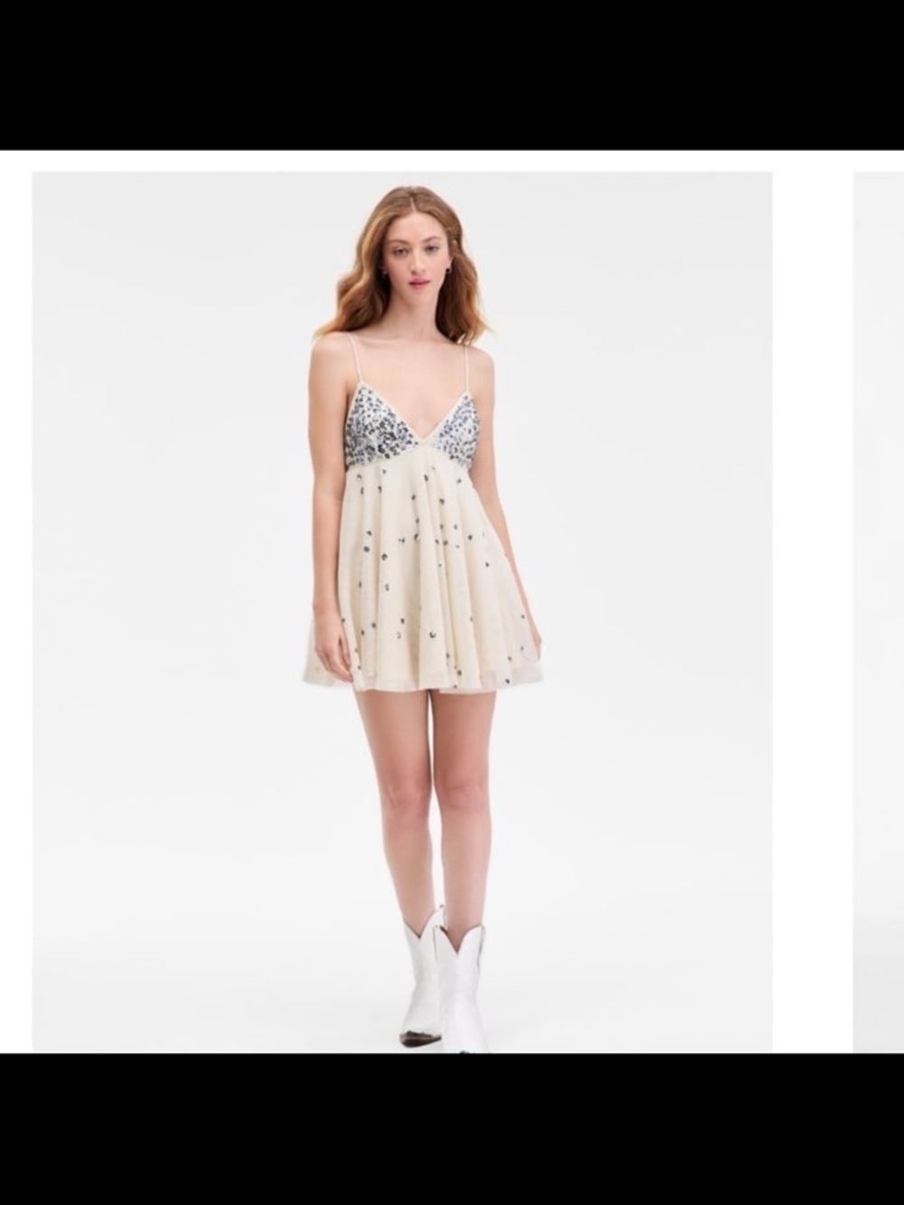 NWT free people women’s Noel shine mini dress color bone white combo size medium